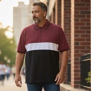 Johnny‎ Bigg Ash Engineered Stripe Polo Merlot US 5XL AU/EU 7XL J221PO203.MERL